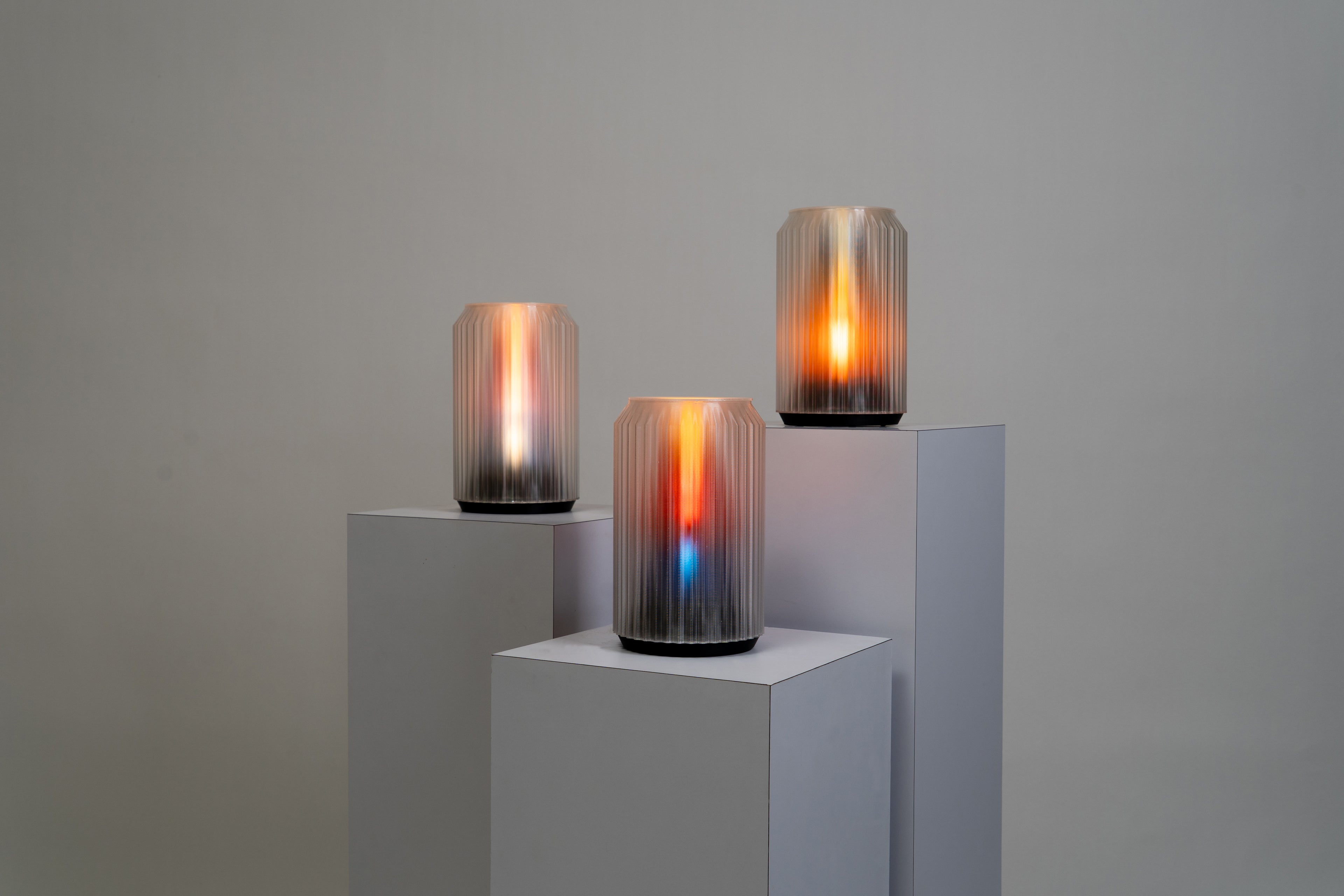 The three Ouro lamps grouped together, sculptural 3D printed lights
